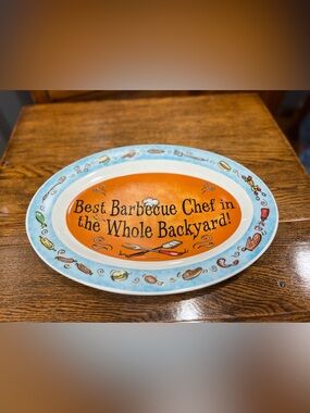 Abbey Press BBQ Serving Platter Best Barbecue Chef in the Whole Backyard